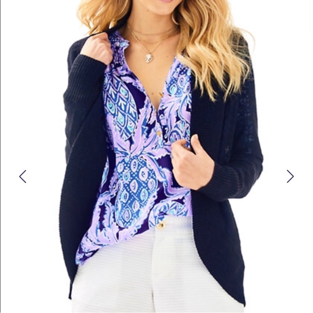 Lilly Pulitzer Amalie Navy Cardigan Size XSMALL